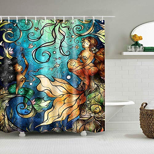 Rideau de douche Sirène motif 165x180 cm