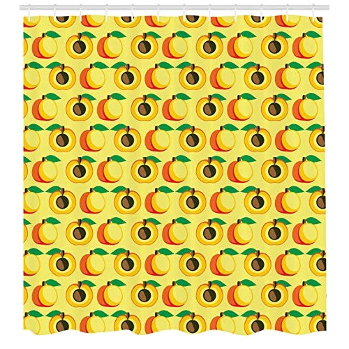 Rideau de douche Abricot pastel jaune orange et vert 175x200 cm variant 0 