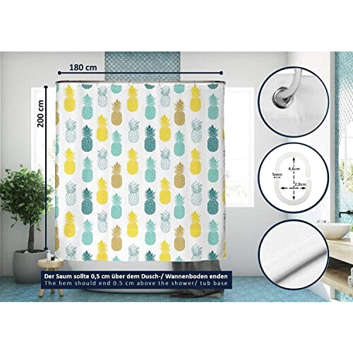 Rideau de douche Ananas 180x200 cm variant 4 