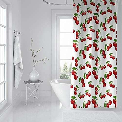 Rideau de douche Cerise rouge sur blanc 150x180 cm variant 1 