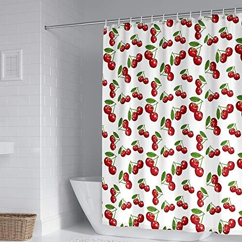 Rideau de douche Cerise rouge sur blanc 150x180 cm variant 2 