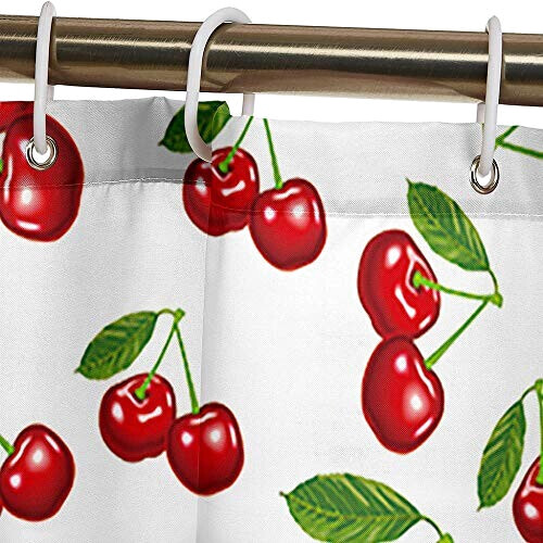 Rideau de douche Cerise rouge sur blanc 150x180 cm variant 3 