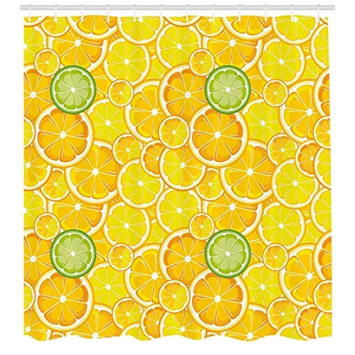 Rideau de douche Citron jaune blanc et vert 175x180 cm variant 0 