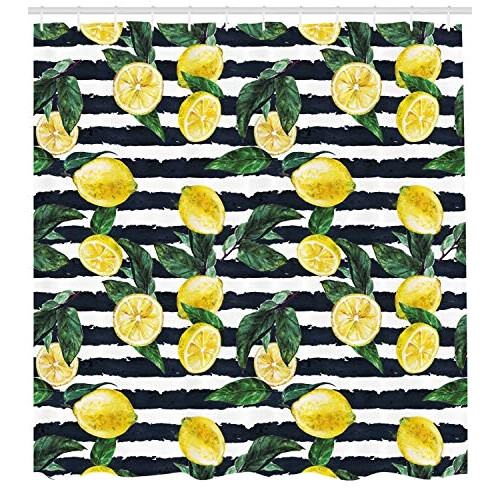 Rideau de douche Citron fern vert blanc jaune 175x200 cm variant 0 