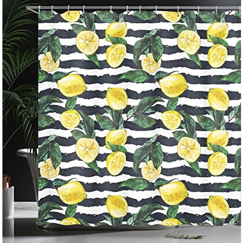 Rideau de douche Citron fern vert blanc jaune 175x200 cm variant 2 