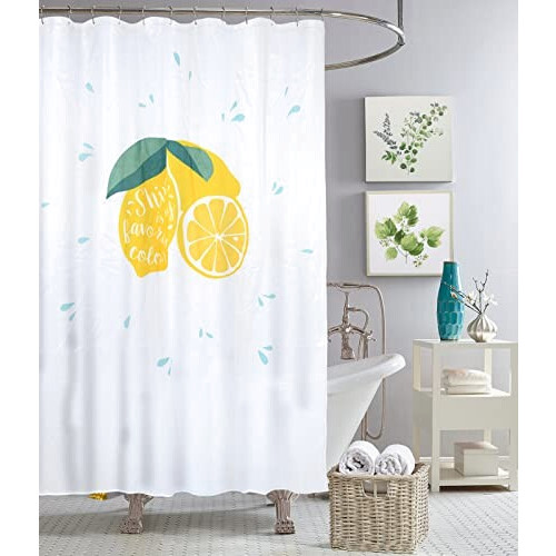 Rideau de douche Citron blanc x200 cm
