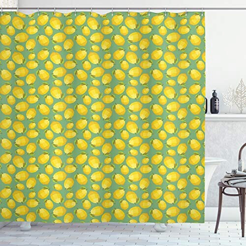 Rideau de douche Citron vert moutarde 175x200 cm