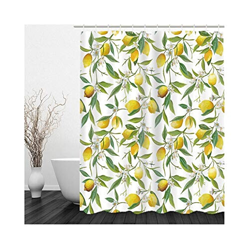 Rideau de douche Citron blanc gris 150x180 cm