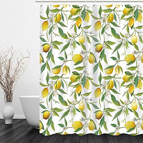 Rideau de douche Citron blanc gris 150x180 cm variant 0 