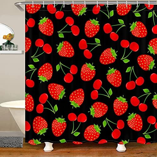 Rideau de douche Fraise cerise 120x200 cm