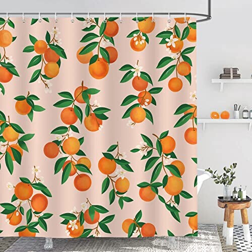 Rideau de douche Orange Fruit orange 180x180 cm