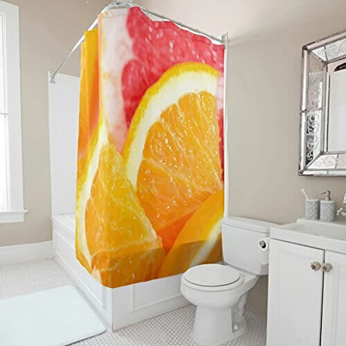 Rideau de douche Orange Fruit blanc 150x200 cm