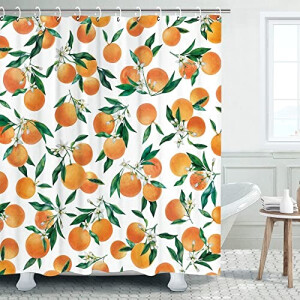 Rideau de douche Orange Fruit vertes 183x183 cm