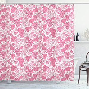 Rideau de douche Raisin pastel rose et blanc 175x200 cm