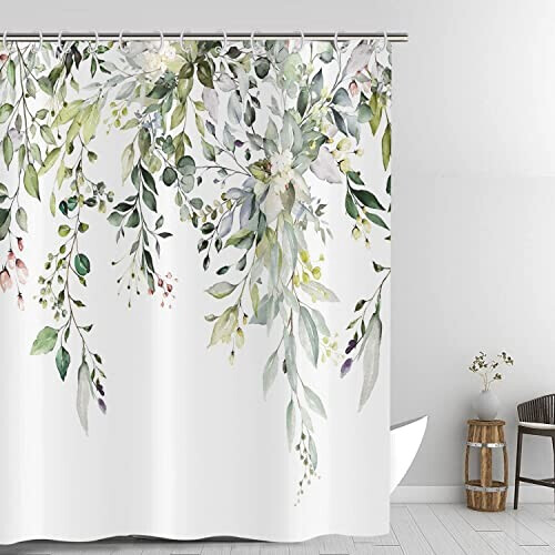 Rideau de douche Gui - Fleur - vert 180x200 cm variant 1 