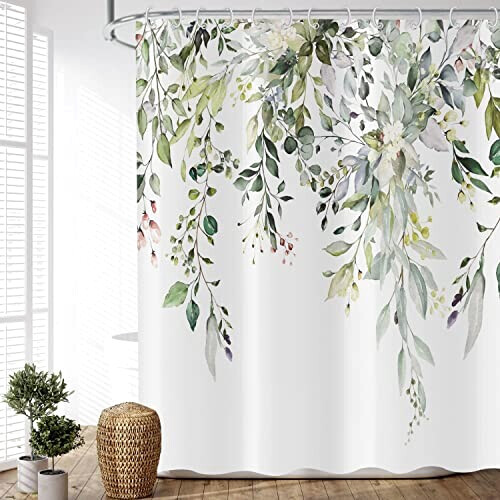 Rideau de douche Gui - Fleur - vert 180x200 cm variant 2 