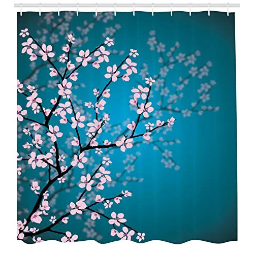 Rideau de douche Rose - Fleur - essence bleu pâle 175x200 cm variant 0 