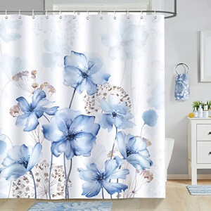 Rideau de douche Fleur bleu 180x180 cm