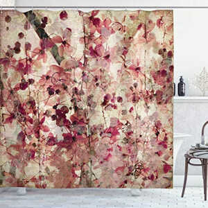 Rideau de douche Rose - Fleur -  beige 175x240 cm