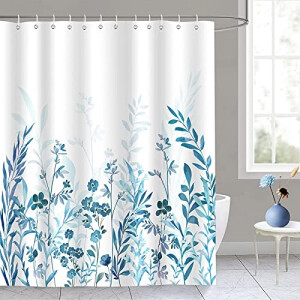 Rideau de douche Fleur bleu plante 180x180 cm