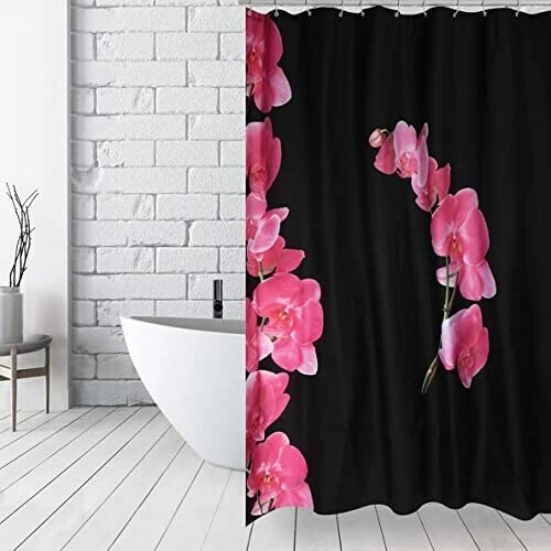 Rideau de douche Rose - Fleur - noir 30x20 cm