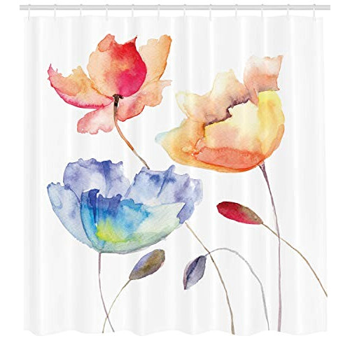 Rideau de douche Fleur orange bleu rouge 175x200 cm variant 0 