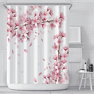 Rideau de douche Rose - Fleur - rideau douche 90x200 cm