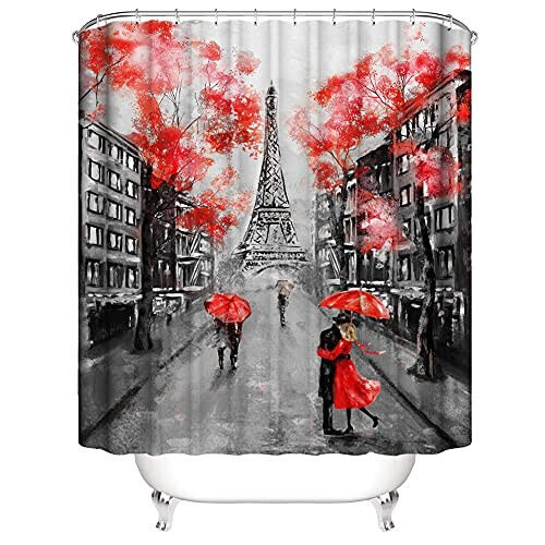 Rideau de douche Paris rouge 165x180 cm variant 2 