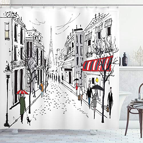 Rideau de douche Paris multicolore 175x180 cm