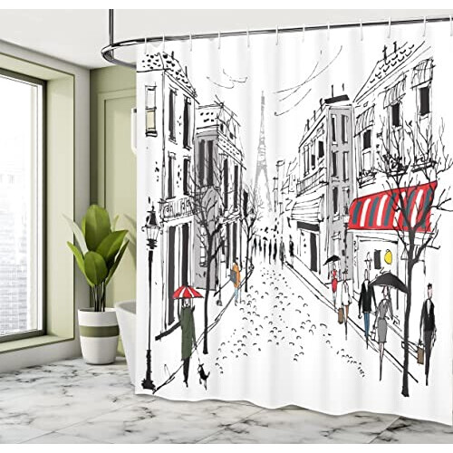 Rideau de douche Paris multicolore 175x180 cm variant 1 