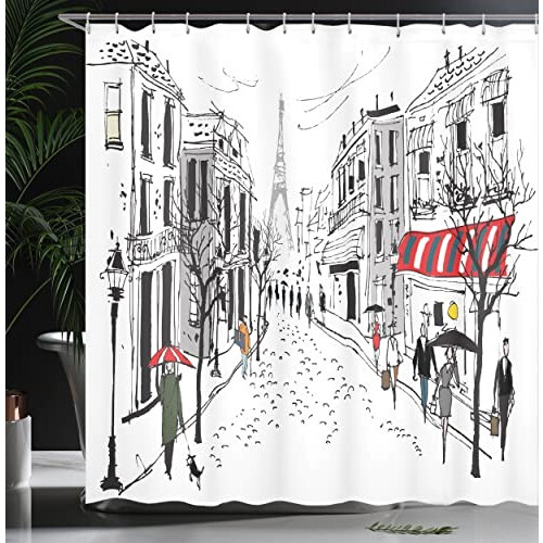 Rideau de douche Paris multicolore 175x180 cm variant 2 