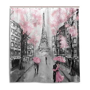 Rideau de douche Paris multicolore 168x182 cm