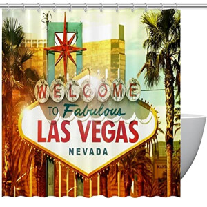 Rideau de douche Las Vegas fabulous vegas bande welcome las nevada 152.4x182.88 cm