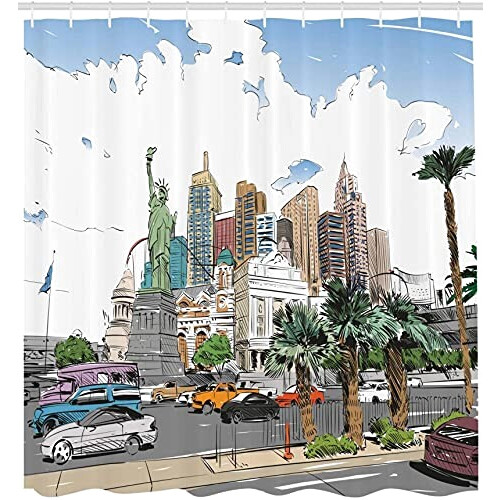 Rideau de douche Las Vegas blanc 90x180 cm