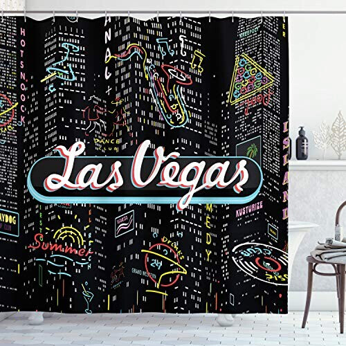 Rideau de douche Las Vegas multicolore 175x180 cm