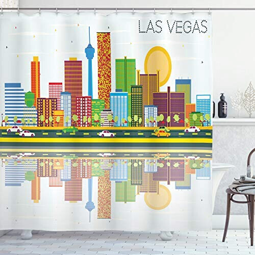Rideau de douche Las Vegas multicolore 175x200 cm