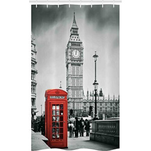 Rideau de douche Londres gris rouge 120x180 cm