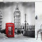 Rideau de douche Londres rouge gris 175x200 cm - miniature