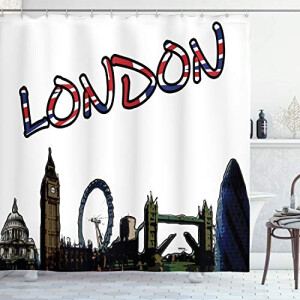 Rideau de douche Londres multicolore 175x200 cm