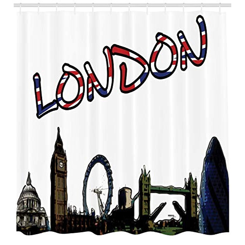 Rideau de douche Londres multicolore 175x200 cm variant 0 
