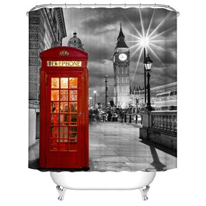 Rideau de douche Londres rouge 180x180 cm