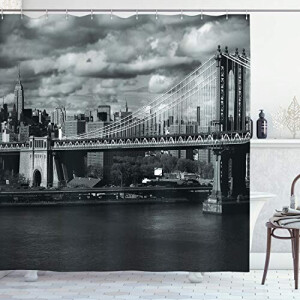Rideau de douche New York gris 175x180 cm