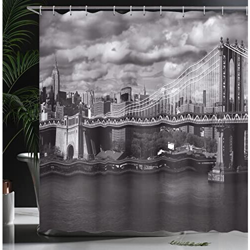 Rideau de douche New York gris 175x180 cm variant 2 