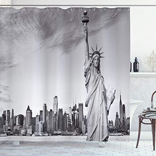 Rideau de douche New York noir blanc 175x200 cm