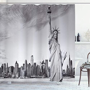 Rideau de douche New York noir blanc 175x200 cm