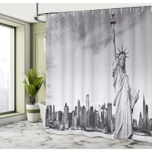Rideau de douche New York noir blanc 175x200 cm variant 1 