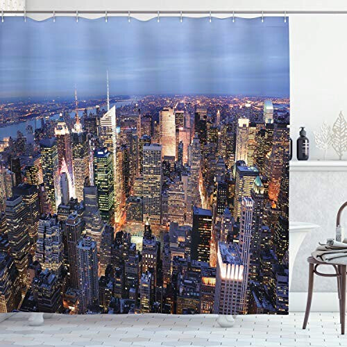 Rideau de douche New York bleu 175x220 cm