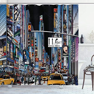 Rideau de douche New York multicolore 175x200 cm
