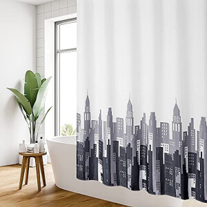 Rideau de douche New York blanc/noir 180x200 cm