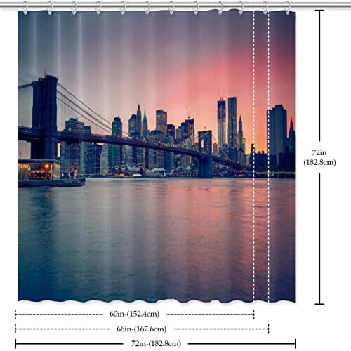 Rideau de douche New York brooklyn bridge dusk city 182.88x182.88 cm variant 4 